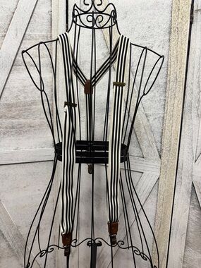 H&M Black and White Striped Men's Suspenders
